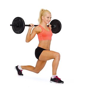 Fitness. Girl-Bar squat
